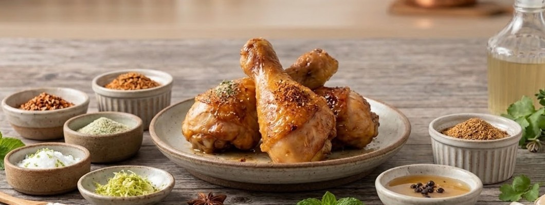 【減醣友善】蜂蜜柚香烤雞腿：氣炸鍋輕鬆完成的減醣低負擔料理，加入柚香調味粉，做出職人級多變風味！｜懶人食譜