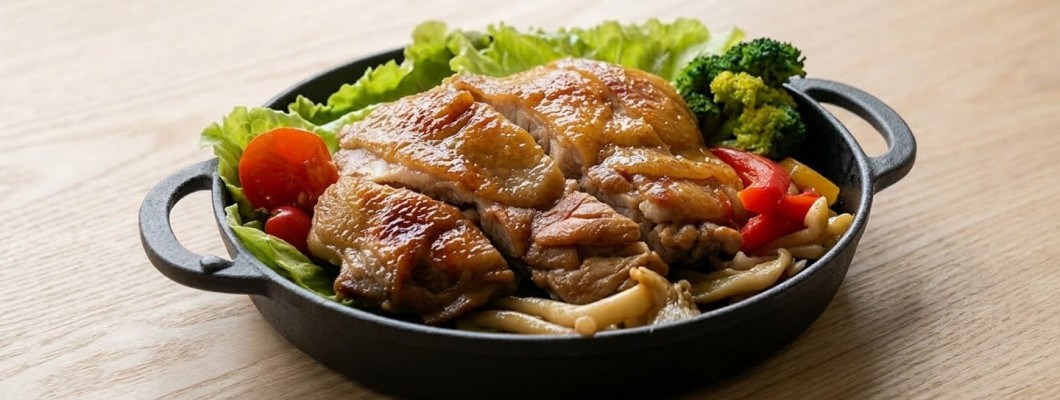 【減醣友善】柚香醬燒雞腿排佐菇菇，一鍋搞定蛋白質與纖維｜懶人食譜